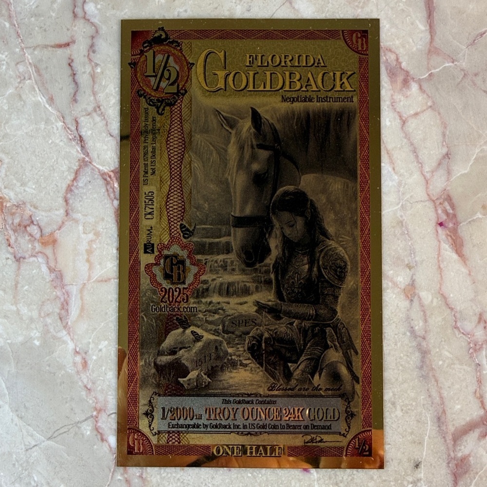 Florida Goldback 1/2 Negotiable Instrument